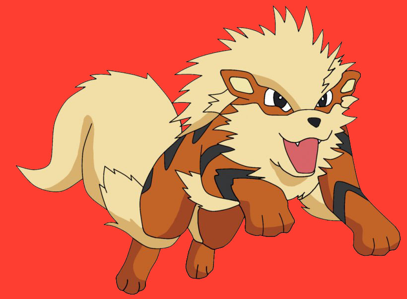 Growlithe leaping into the fray.